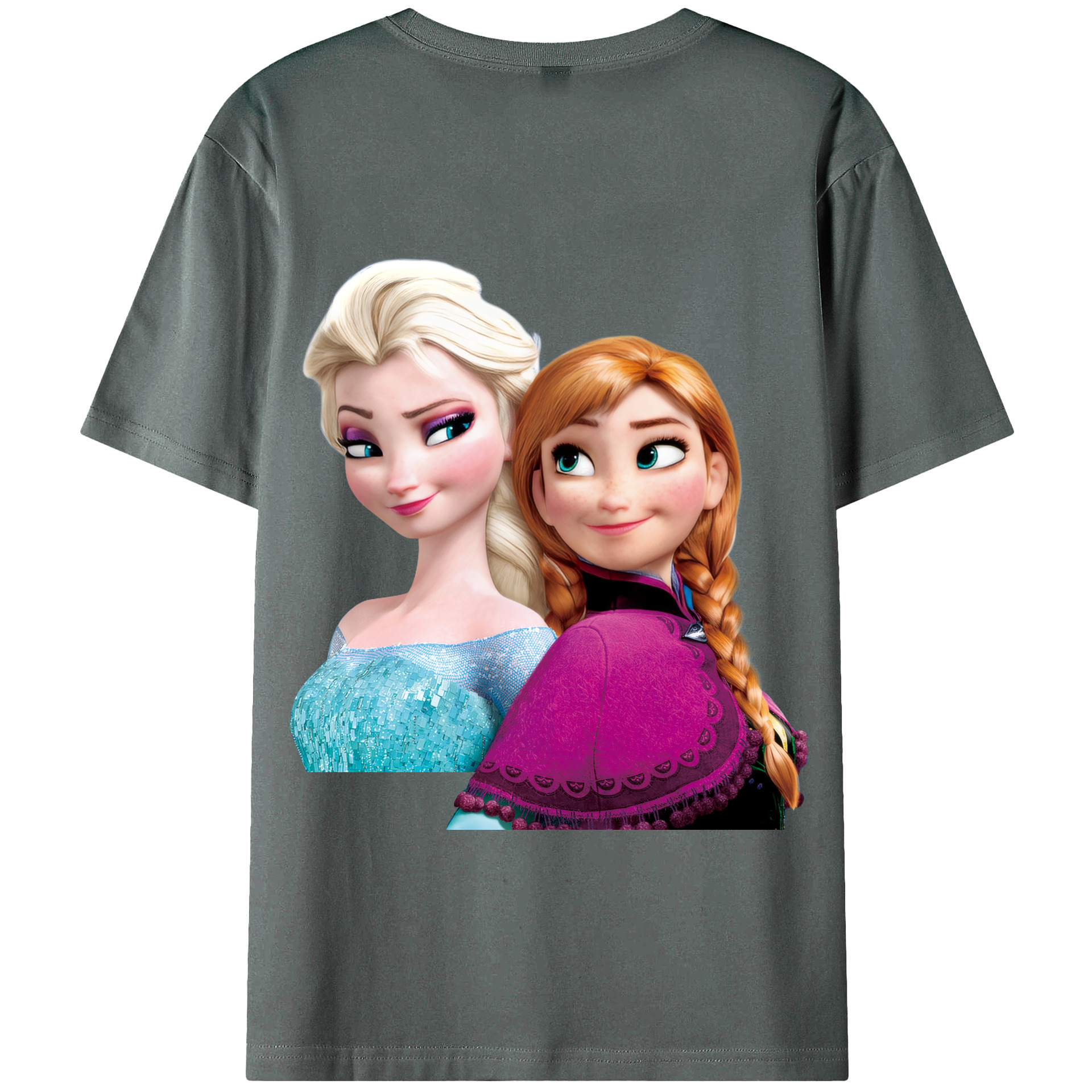 （画像用） アナと雪の女王 アンナ エルサ Frozen Anna Elsa 綿100％半袖Tシャツ（背面プリント）